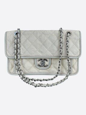 Chanel Ivory Quilted Caviar French Riviera Large Flap Bag